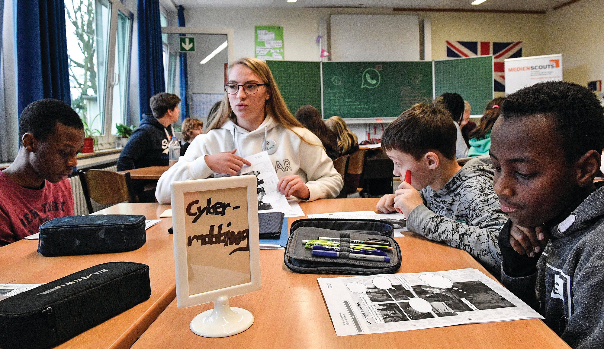 German teens teach younger students how to stay safe in